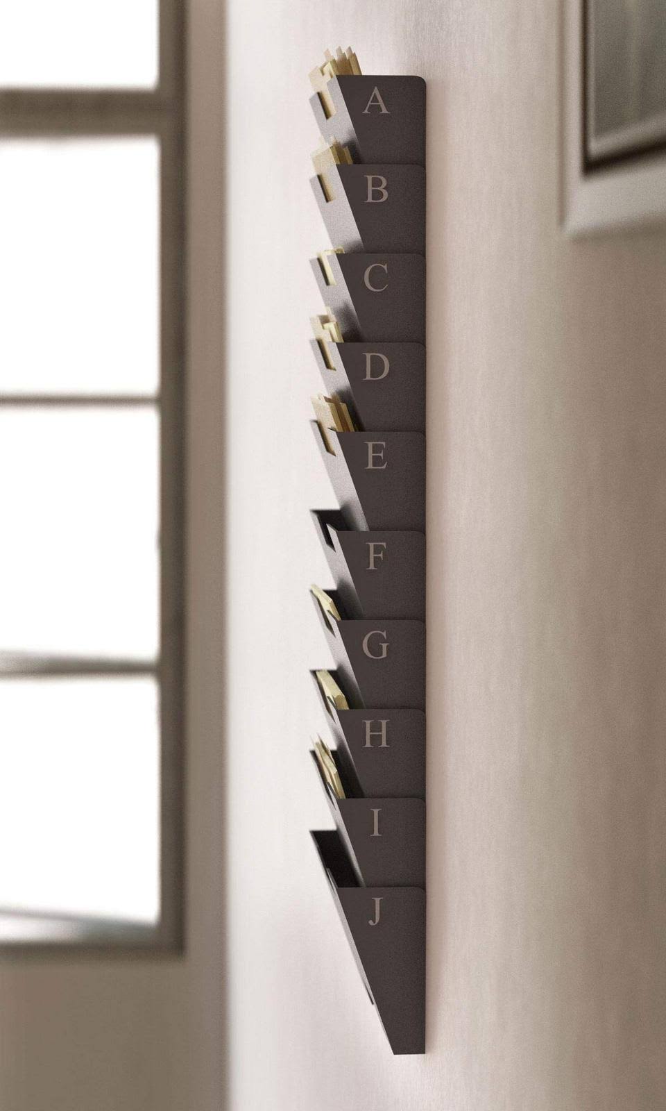 Gray Wall Mount Steel Vertical File Organizer 10 Sectional Modular A4349