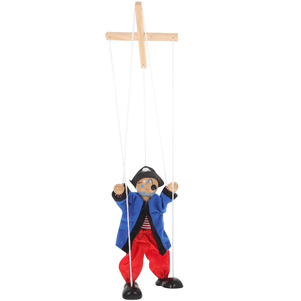 Wooden Pirate Marionette Interactive Toy Puppet D9274