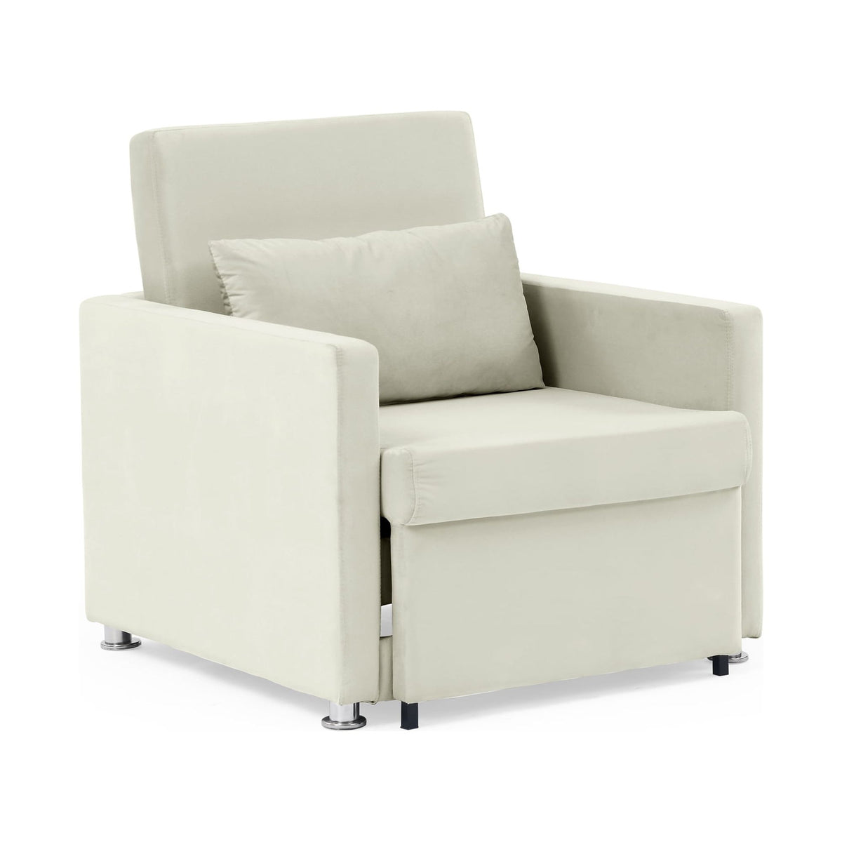 Beige Velvet Convertible Chair Bed B491
