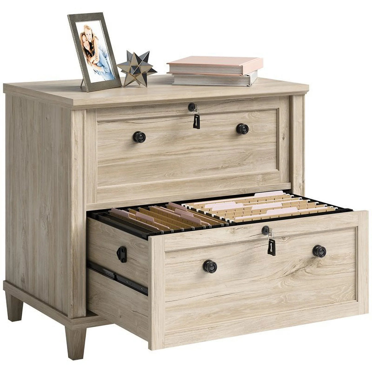3-Piece Credenza Desk Hutch and Lateral File Cabinet L77331