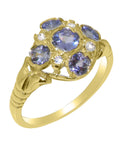 9k Yellow Gold Tanzanite Diamond Statement Ring S69015