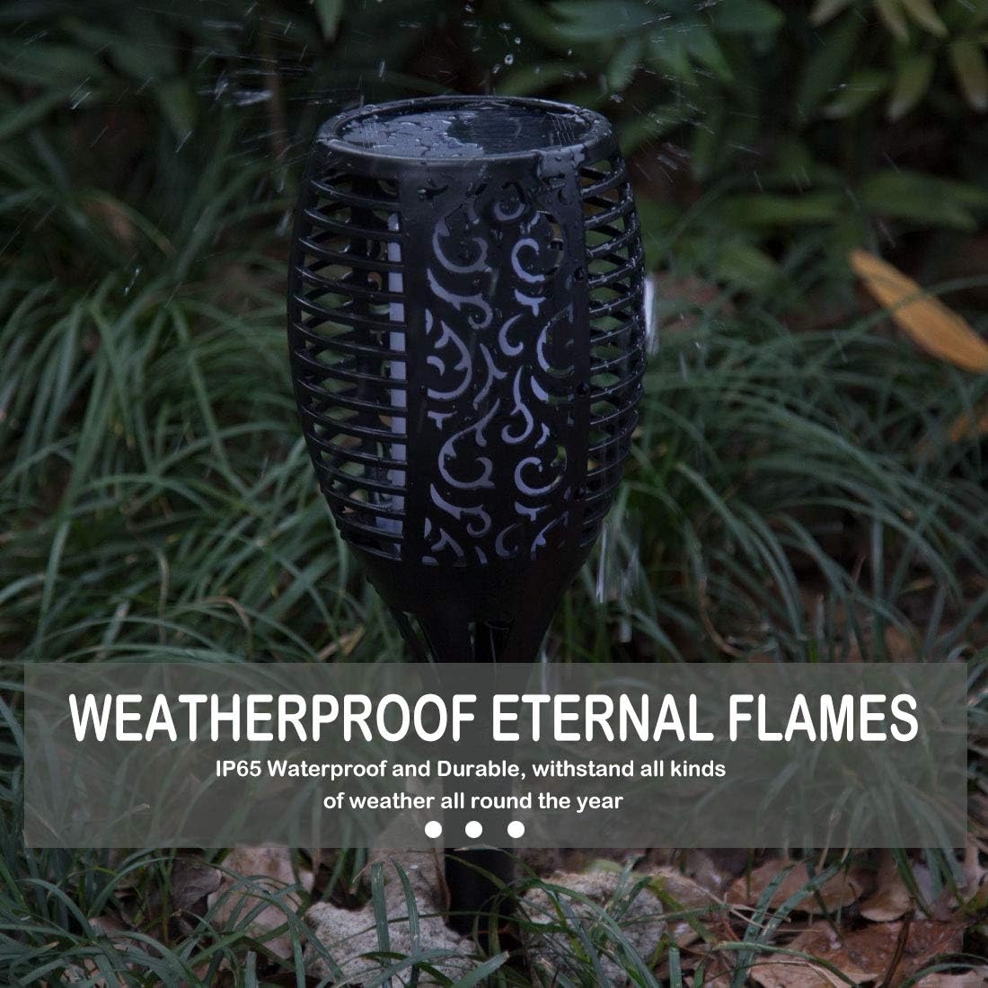 6 Pack Solar Outdoor Lights 96 LED Flickering Flames Waterproof T836