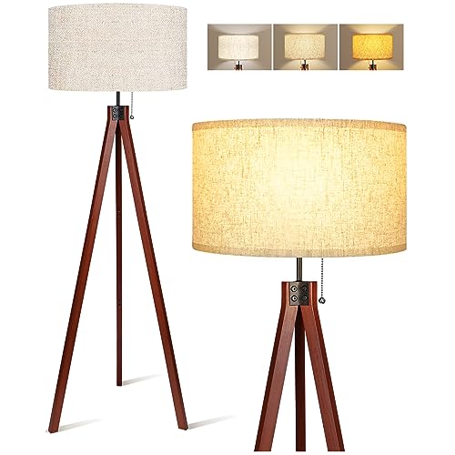 Flaxen Wood Tripod Floor Lamp with E26 Lamp Base P664