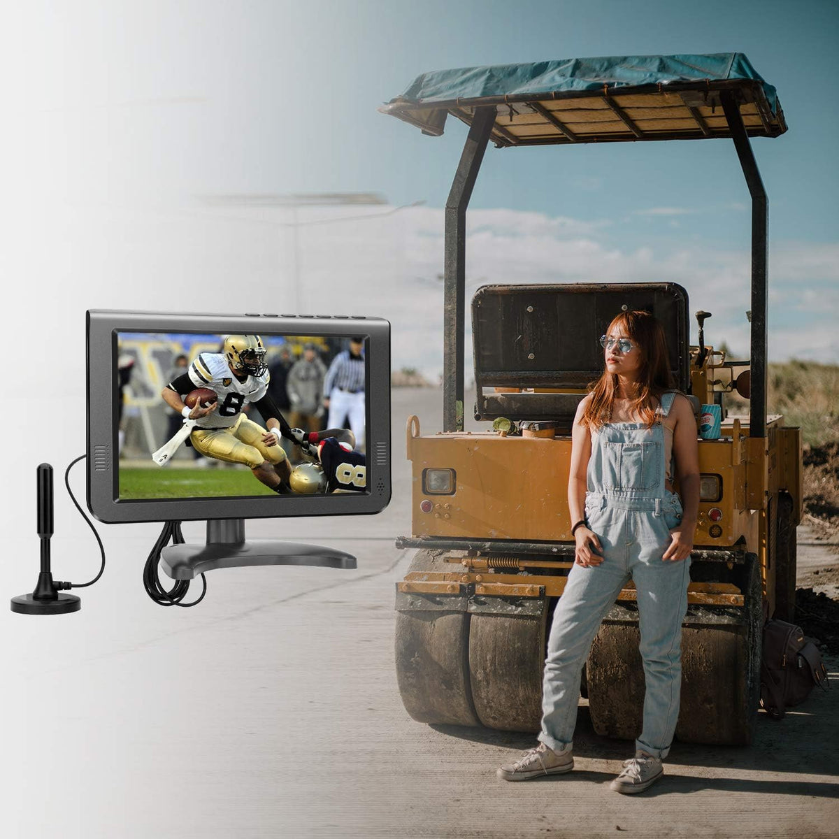 10.6 inch Portable TV with Rechargeable Battery, Built-in ATSC Digital Tuner U38972