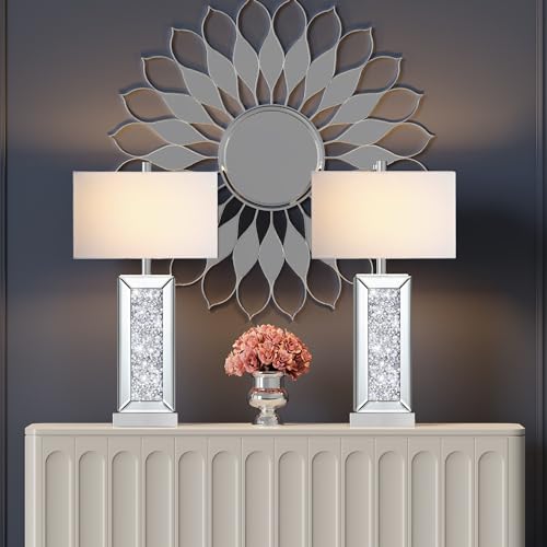 White Fabric Shade Table Lamp Set of 2 C563