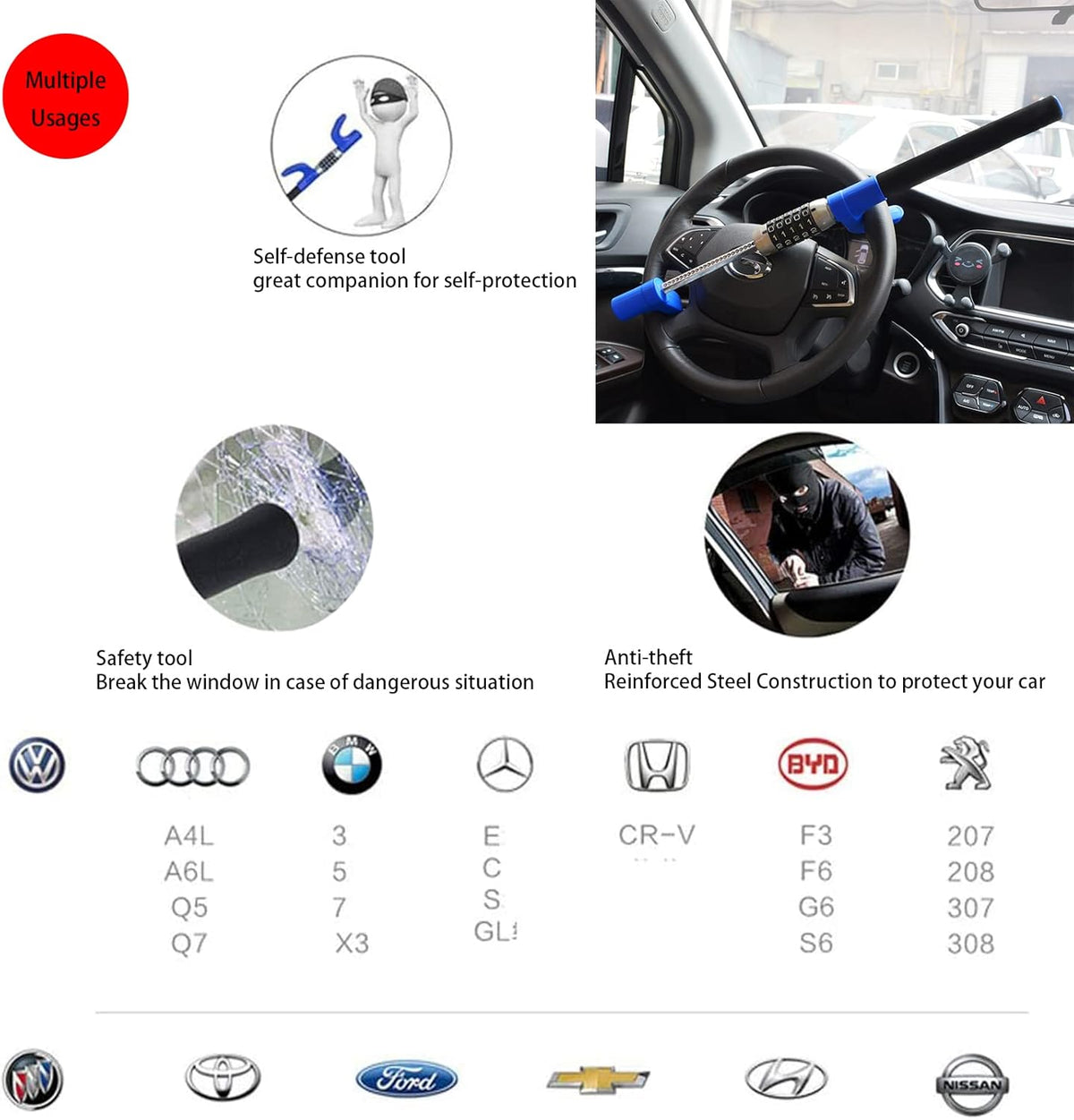 Universal Anti Theft Steering Wheel Lock X40668