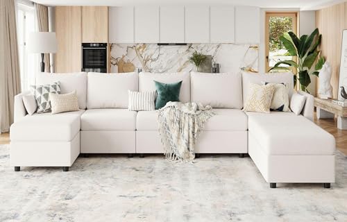 Light Grey 8 Seat U Shaped Sectional Sofa with Storage F4411
