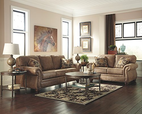 Gray Faux Leather Sofa with Nailhead Trim and 4 Accent Pillows P991