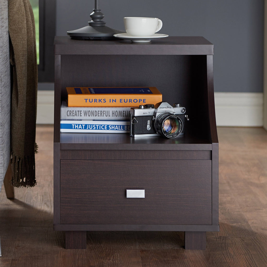 Modern Walnut 1-Drawer Storage End Table N85110