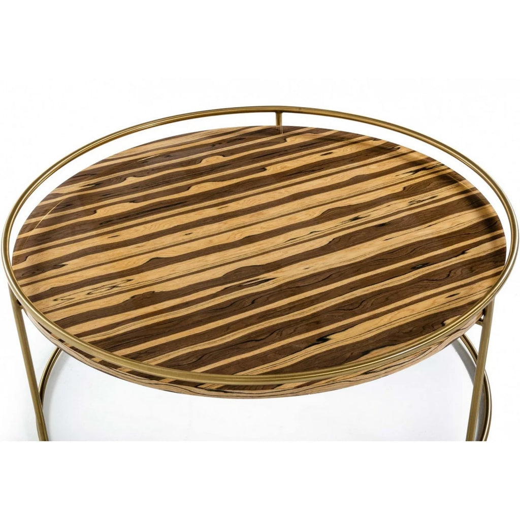 Round Faux Marble Top Coffee Table with Steel Frame V947