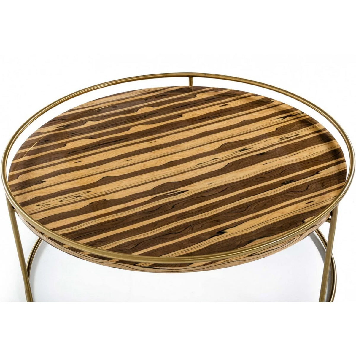 Round Faux Marble Top Coffee Table with Steel Frame V947