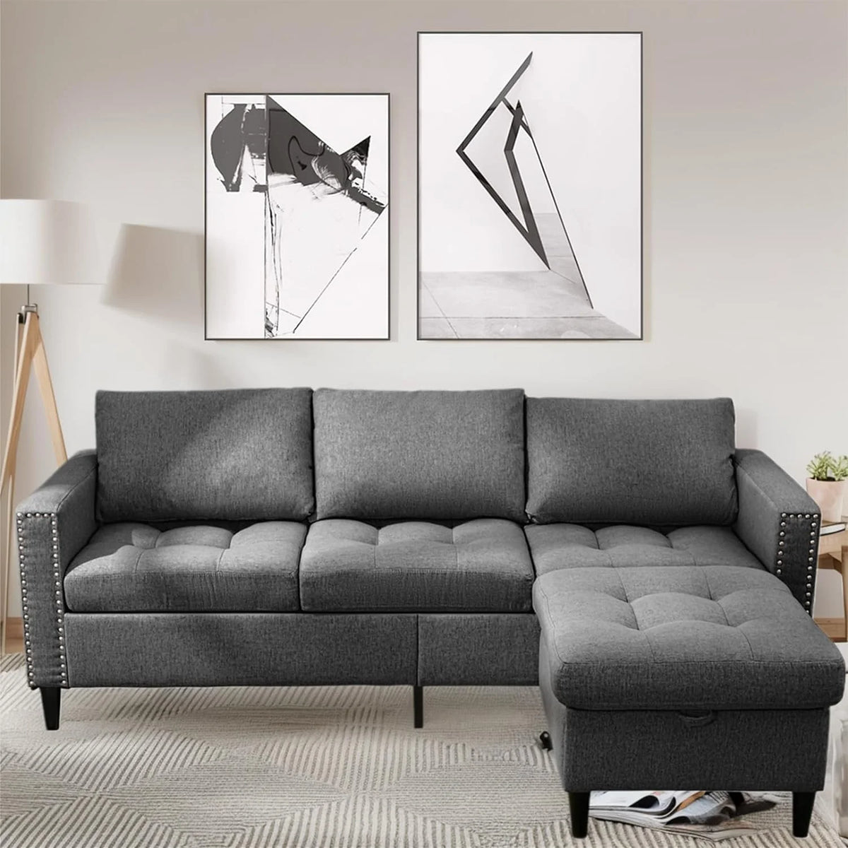 Reversible Modular Sectional Sofa Couch Set J8411