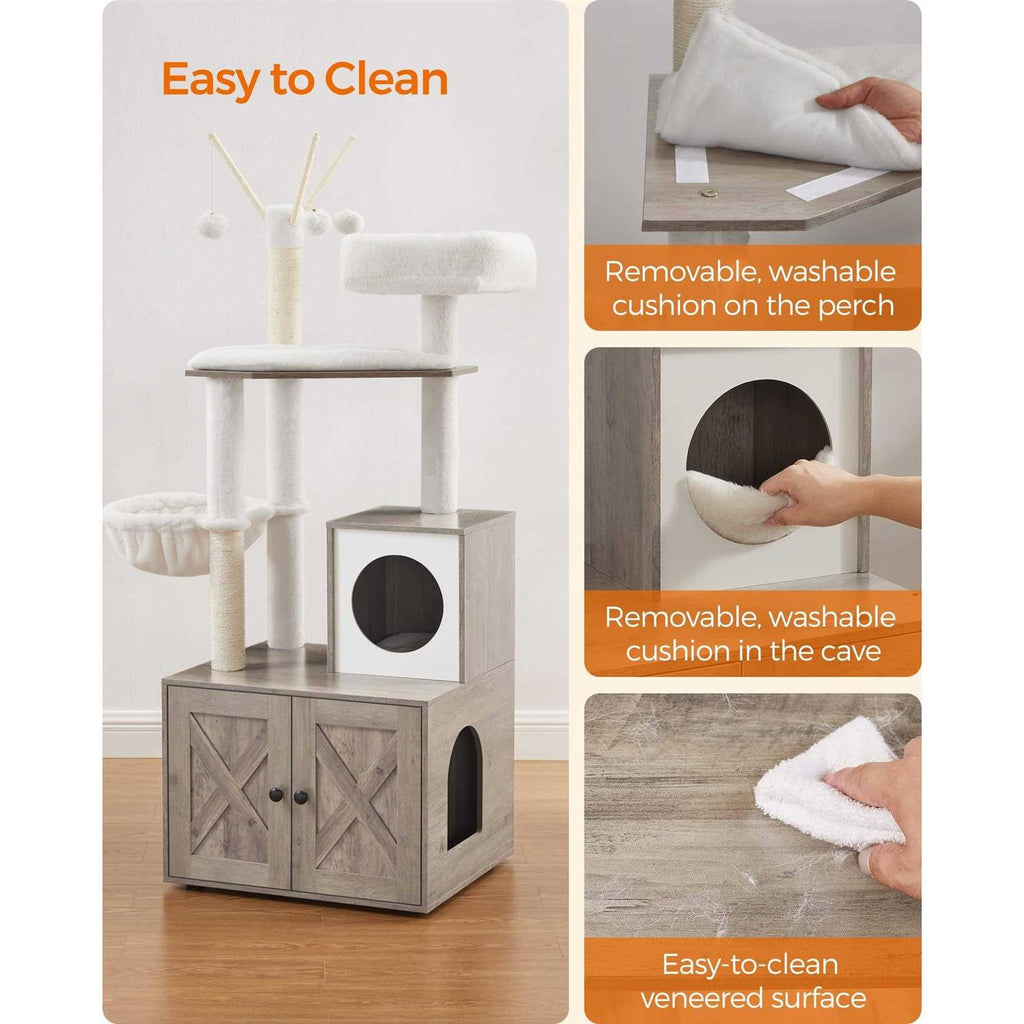 Cat Tree with Litter Box Enclosure 2-in-1 D944188