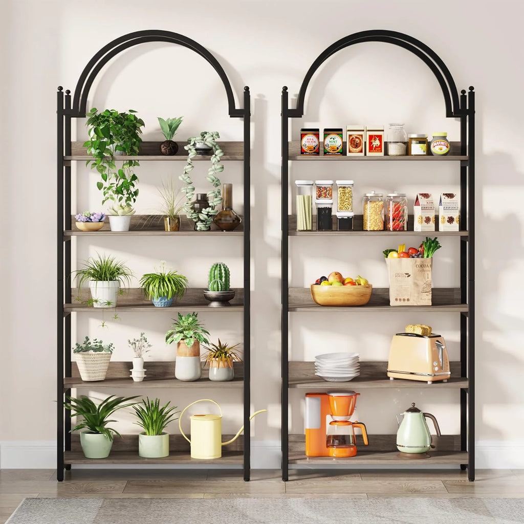 72.4 inch Tall 5 Tier Arched Bookshelf A2458