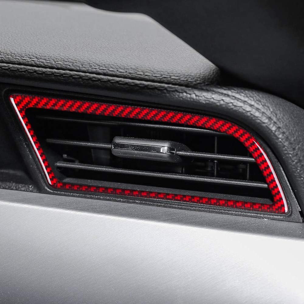Carbon Fiber Side Air Conditioner Outlet Trim Cover for Ford Mustang 2015-2021 (2PCS Red) L527
