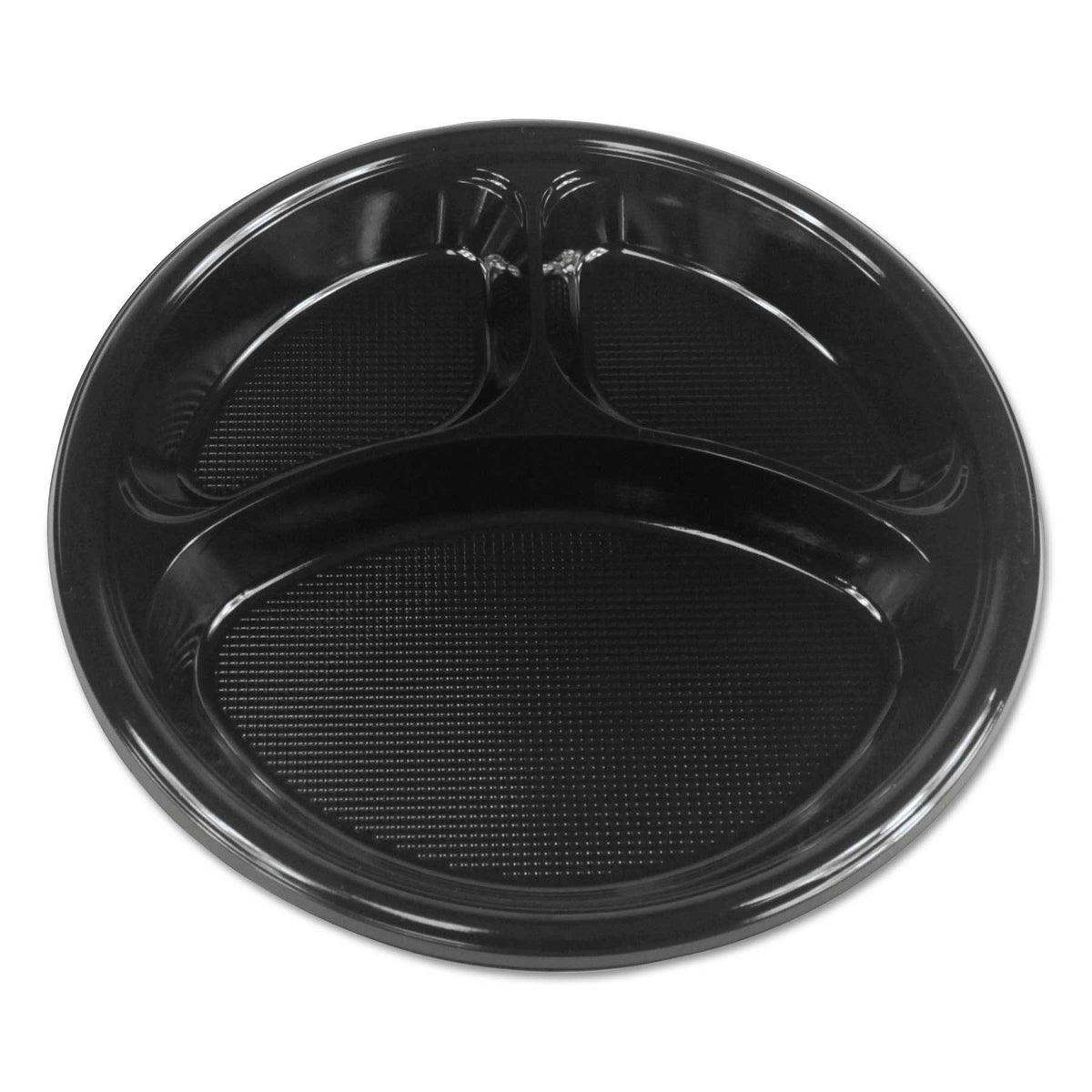 Hi-Impact Plastic Dinnerware Plate 3 Compartments Black I194