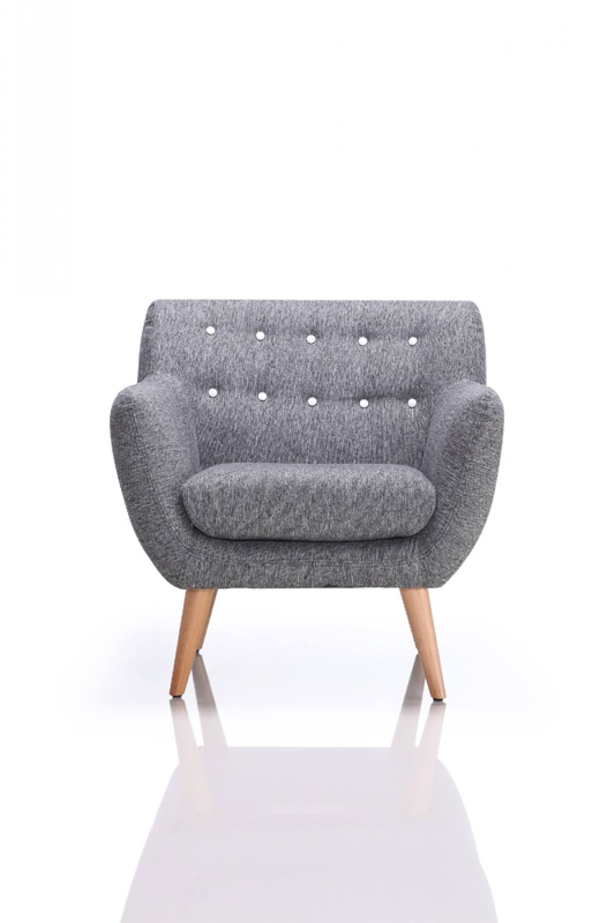 Grey and White Fabric Accent Chair G38784