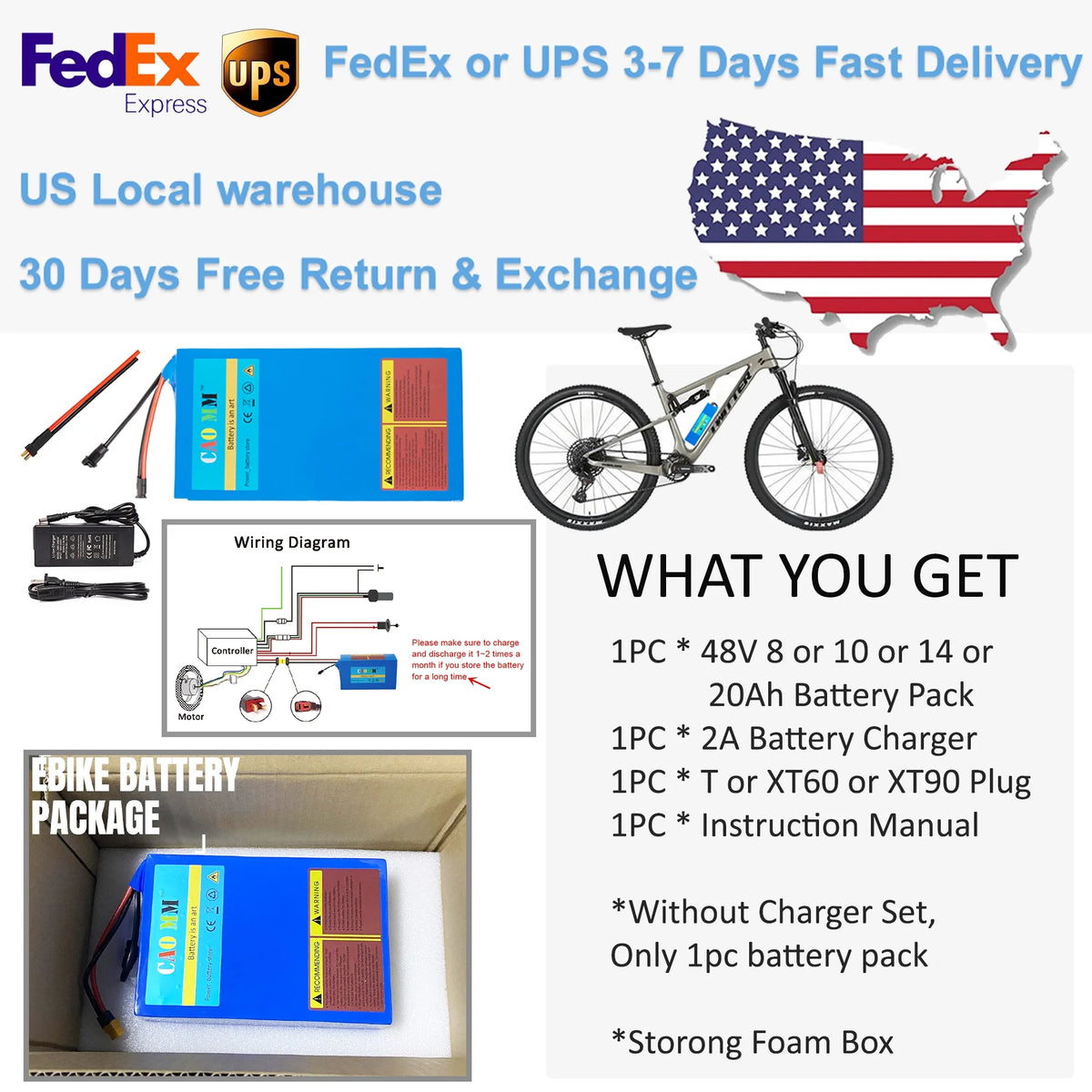 48V 8Ah Lithium Ebike Battery with Charger H2680