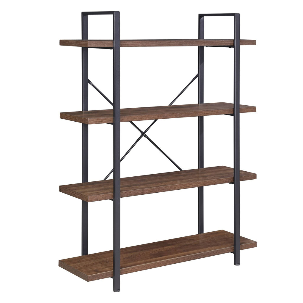 Rustic Oak 3 Shelves Wood & Metal Bookshelf J385534