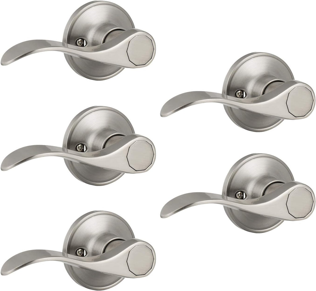6 Pack Non-Locking Satin Nickel Door Lever Set C6018