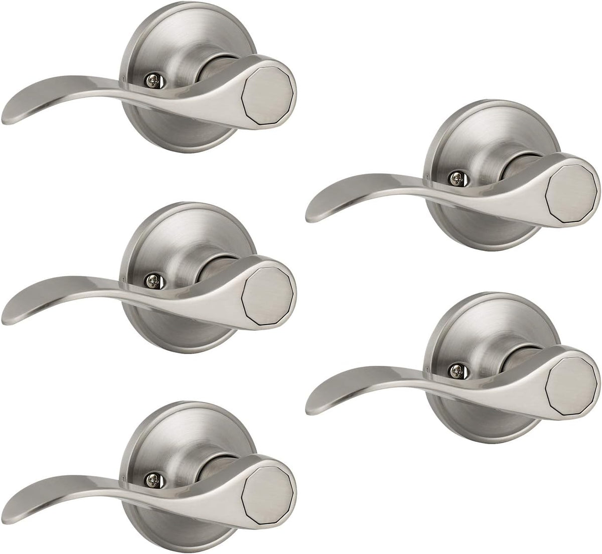6 Pack Non-Locking Satin Nickel Door Lever Set C6018