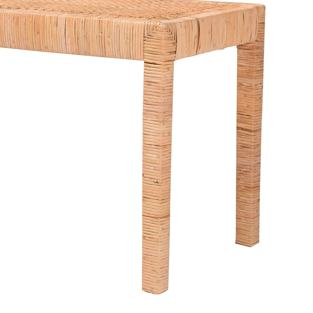 Natural Rattan and Mahogany Wood Accent Bench Z47751