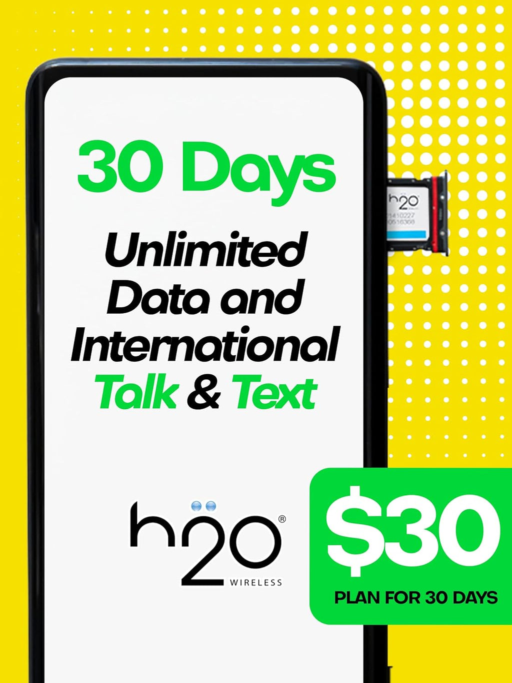SIM Card with Unlimited Data & International Talk & Text and 6GB High-Speed 4G LTE/5G Data Coverage (90-Day Plan) N534639