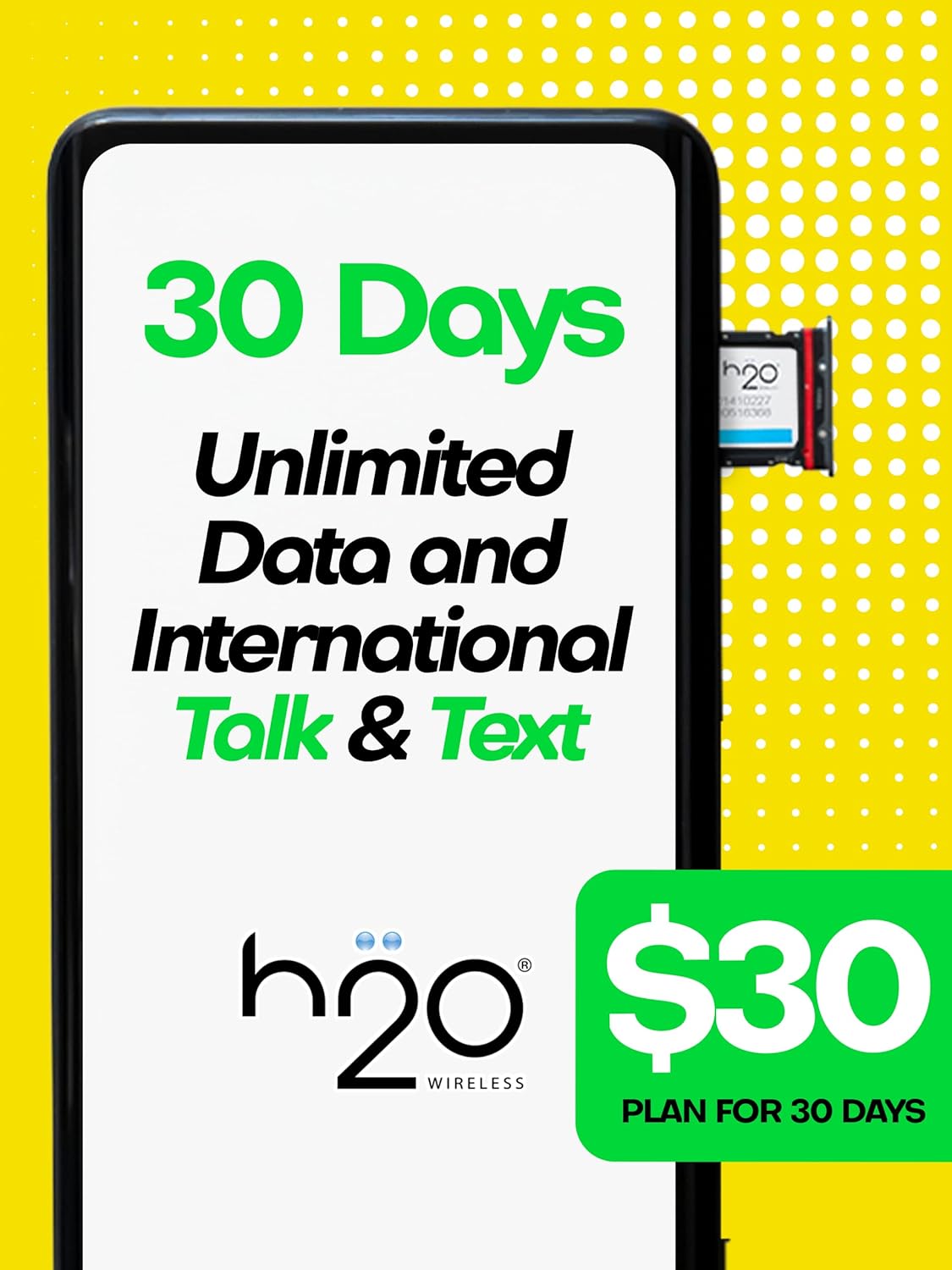 SIM Card with Unlimited Data & International Talk & Text and 6GB High-Speed 4G LTE/5G Data Coverage (90-Day Plan) N534639