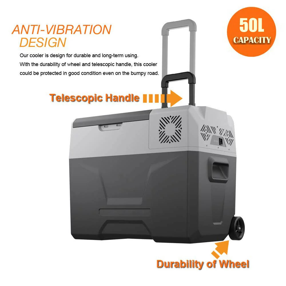 50L Portable Car Refrigerator 52 Quart Compact RV Fridge Mini Electric Freezer 12/24V DC & 110-240V AC Vehicle Truck Boat Cooler D502496