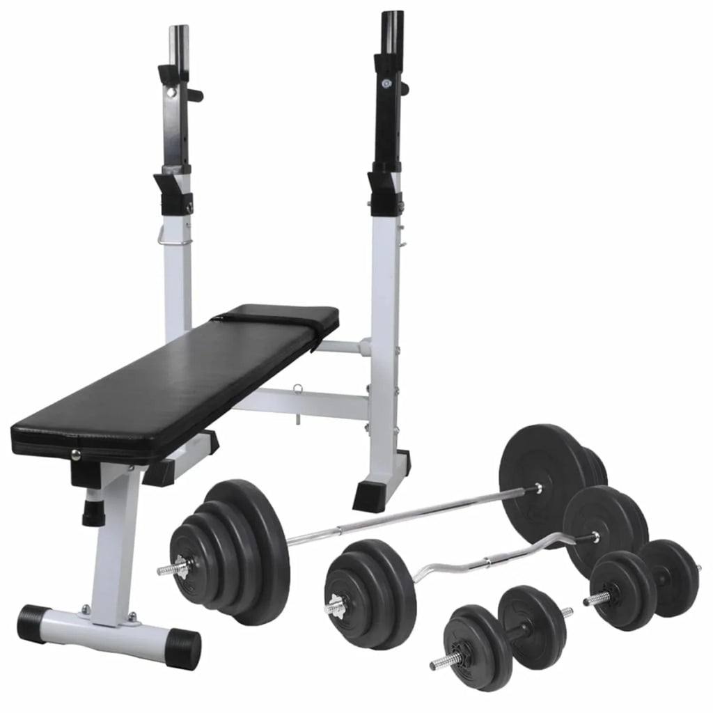 Workout Bench with Weight Rack, Barbell and Dumbbell Set 264.6 lb P510527