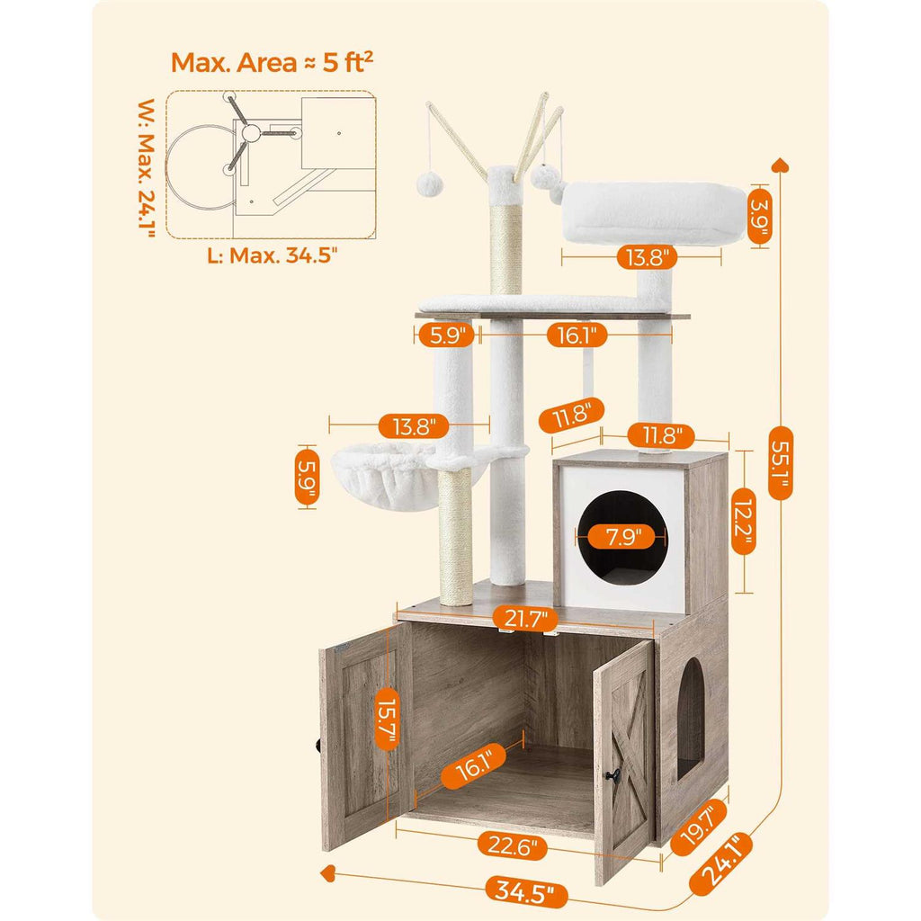 Cat Tree with Litter Box Enclosure 2-in-1 D944188