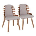 Walnut Wood and Grey Fabric Dining Chair - Set of 2 U356268