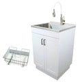 White 24-in Laundry Cabinet Sink with Stainless Steel Faucet and Basket E58064