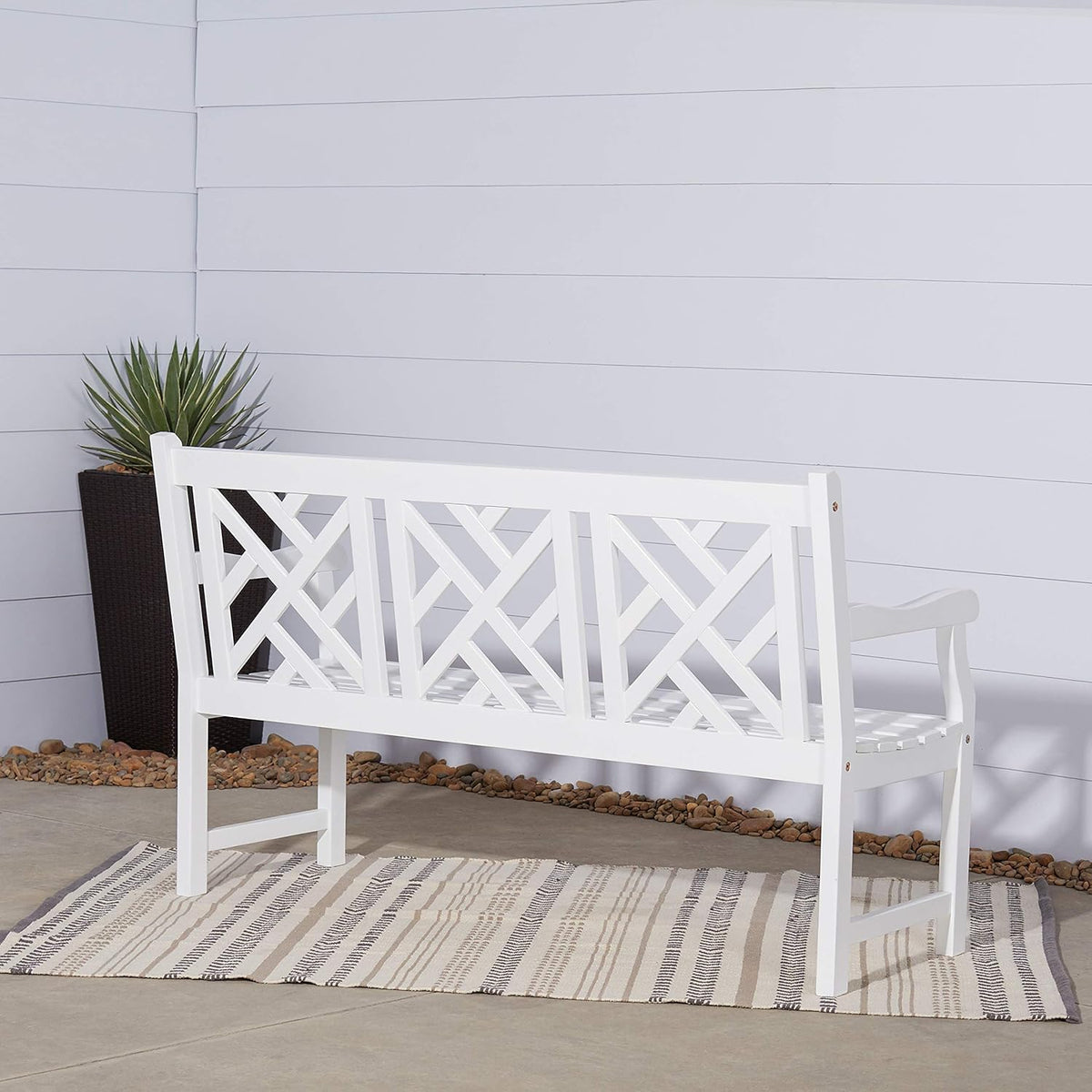 White Acacia Wooden Bench C31258