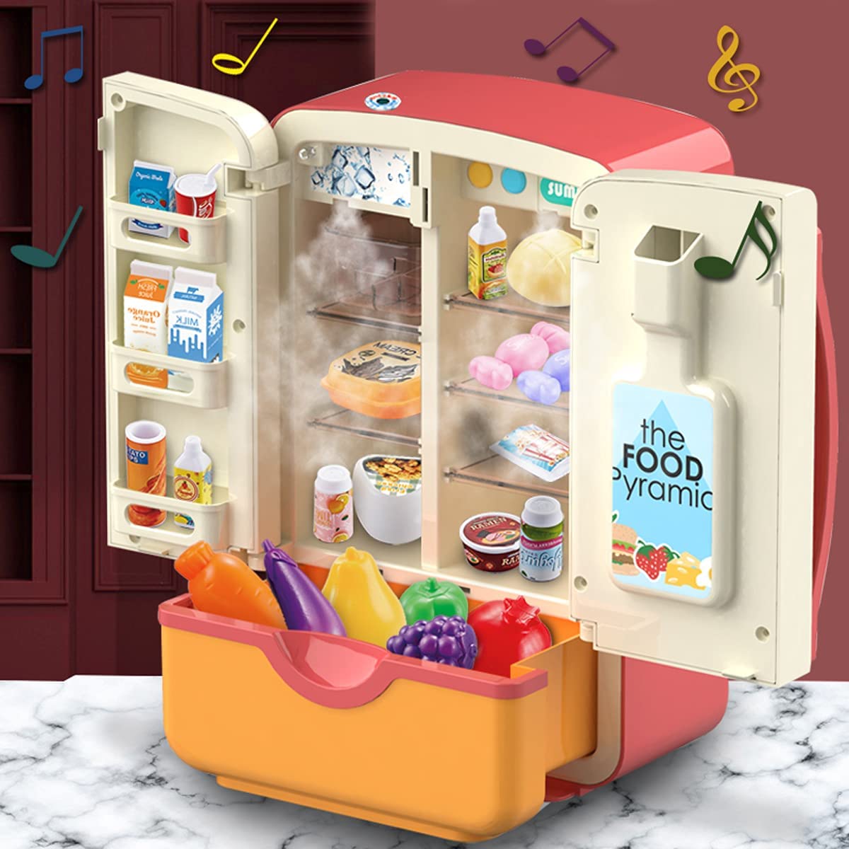 39 PCS Kids Kitchen Toy Refrigerator (Red) L508253