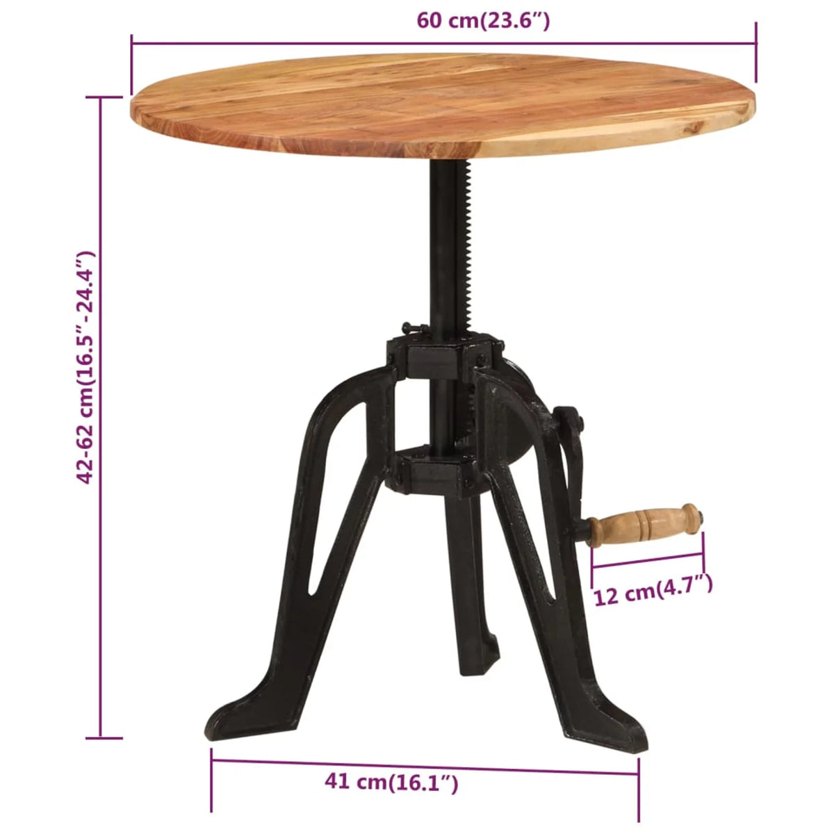 Solid Wood Acacia and Cast Iron Side Table X4010