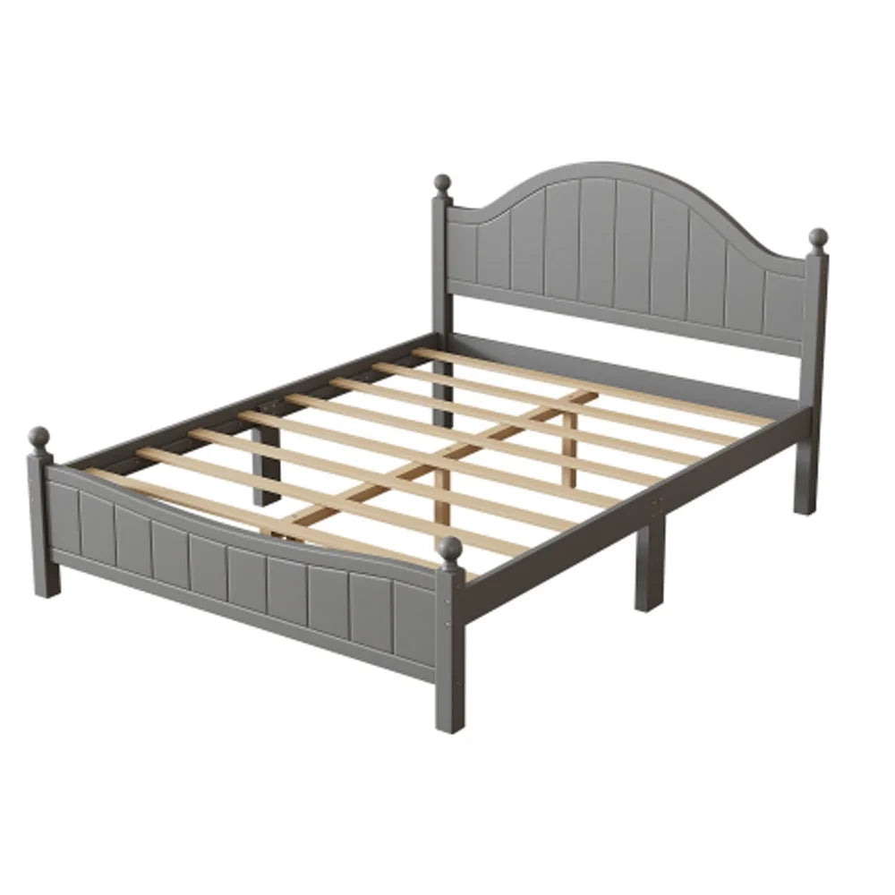 Gray Solid Wood Platform Bed Queen I901330