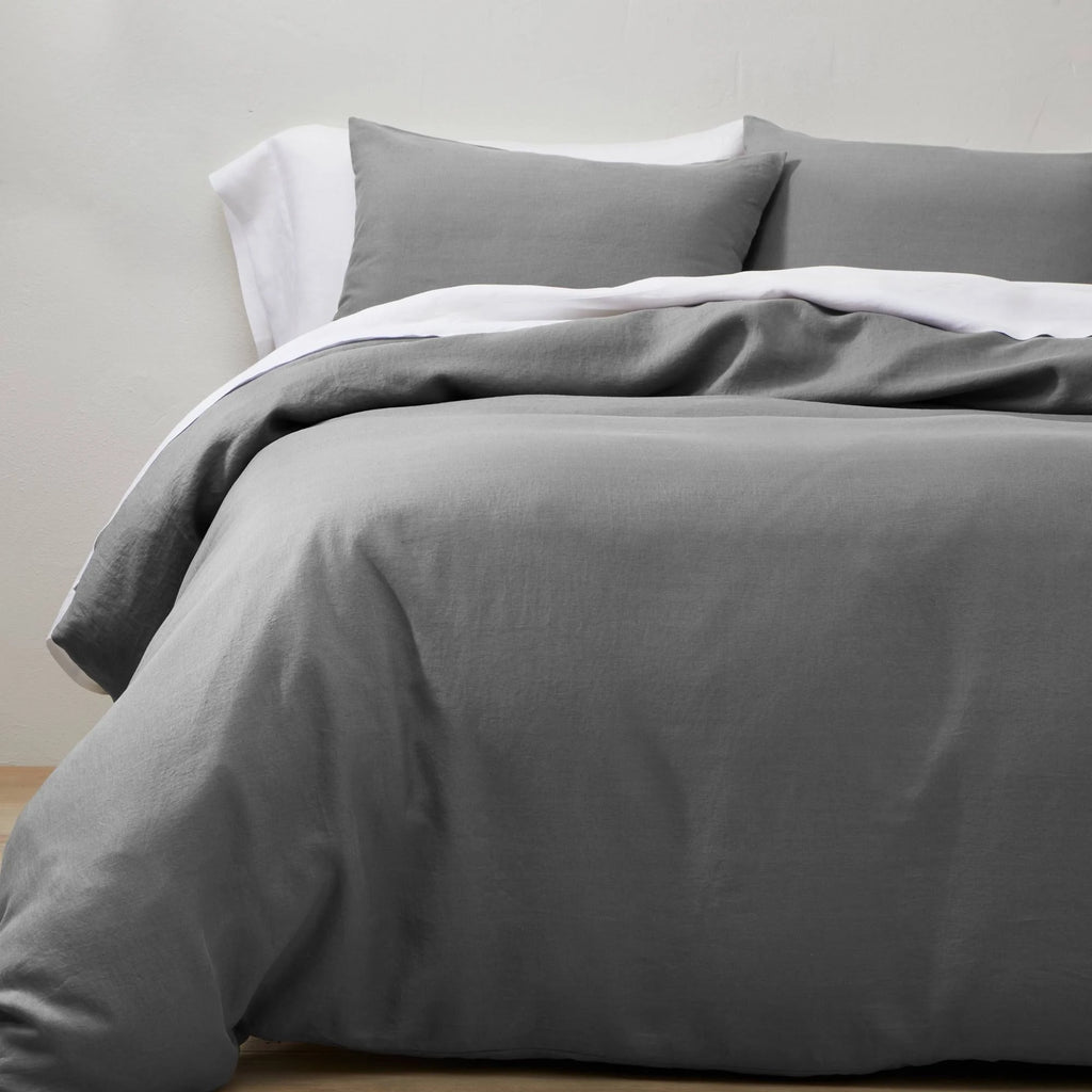 Linen Duvet & Sham Set Dark Gray F692