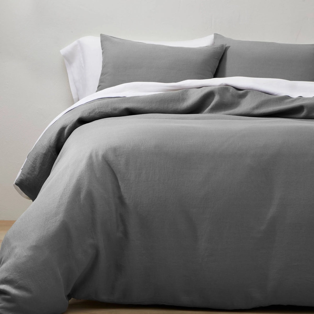 Linen Duvet & Sham Set Dark Gray F692
