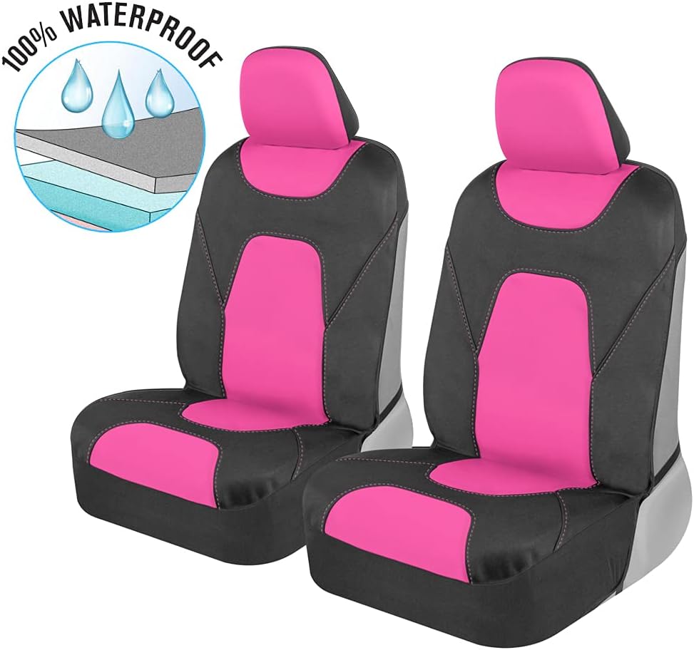 Pink Two-Tone Waterproof Neoprene Car Seat Covers Set of 2 Q823110