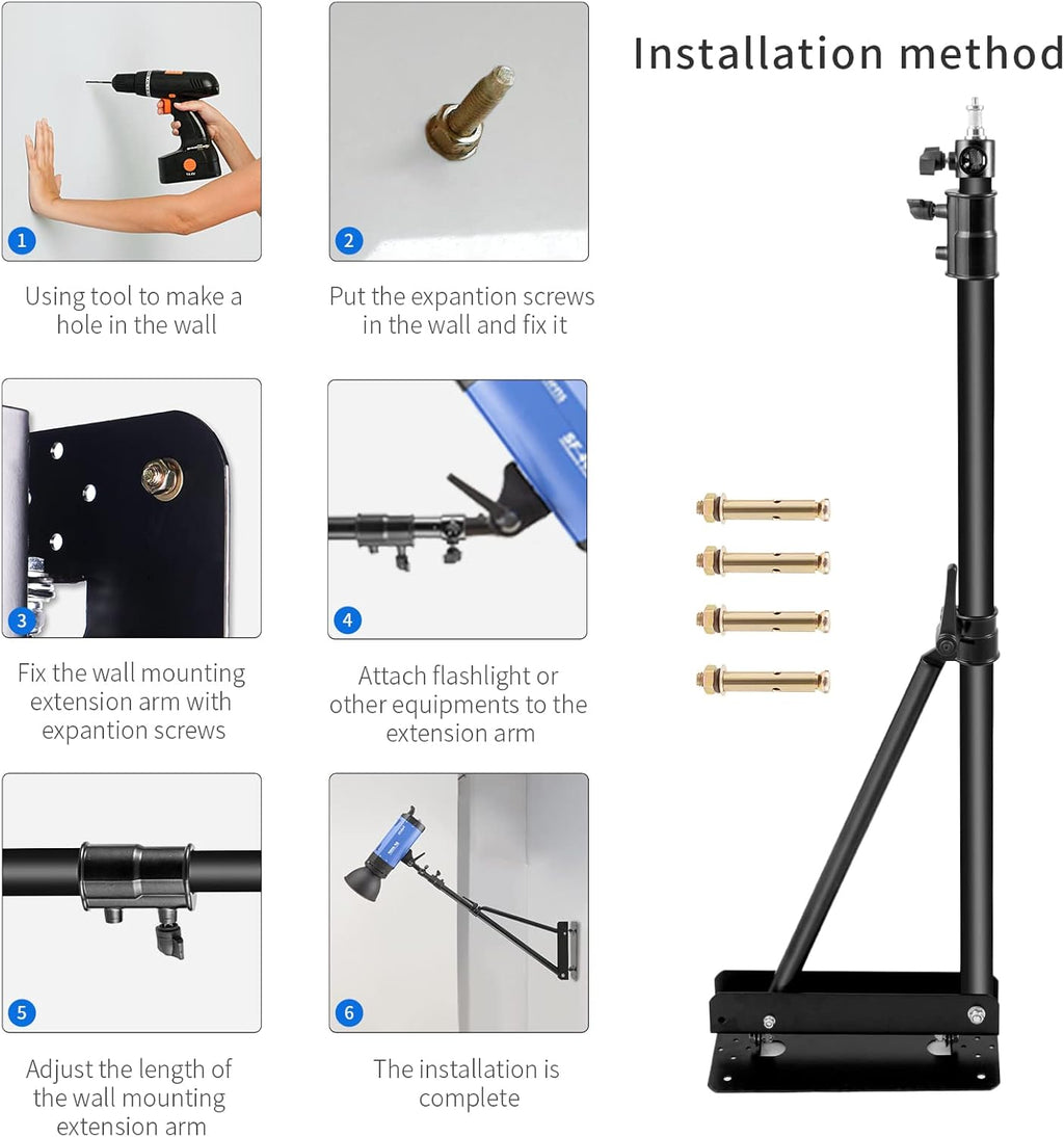 Wall Mount Boom Arm with Triangle Base, Adjustable Camera Mount W432992