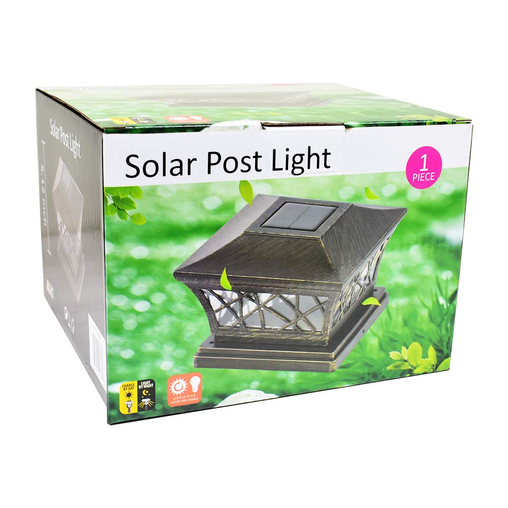 8 Pack Bronze Solar Post Light Frosted Lens SMD LED Square V628