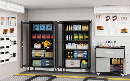 Lockable Metal Garage Storage Cabinet with Wheels F445