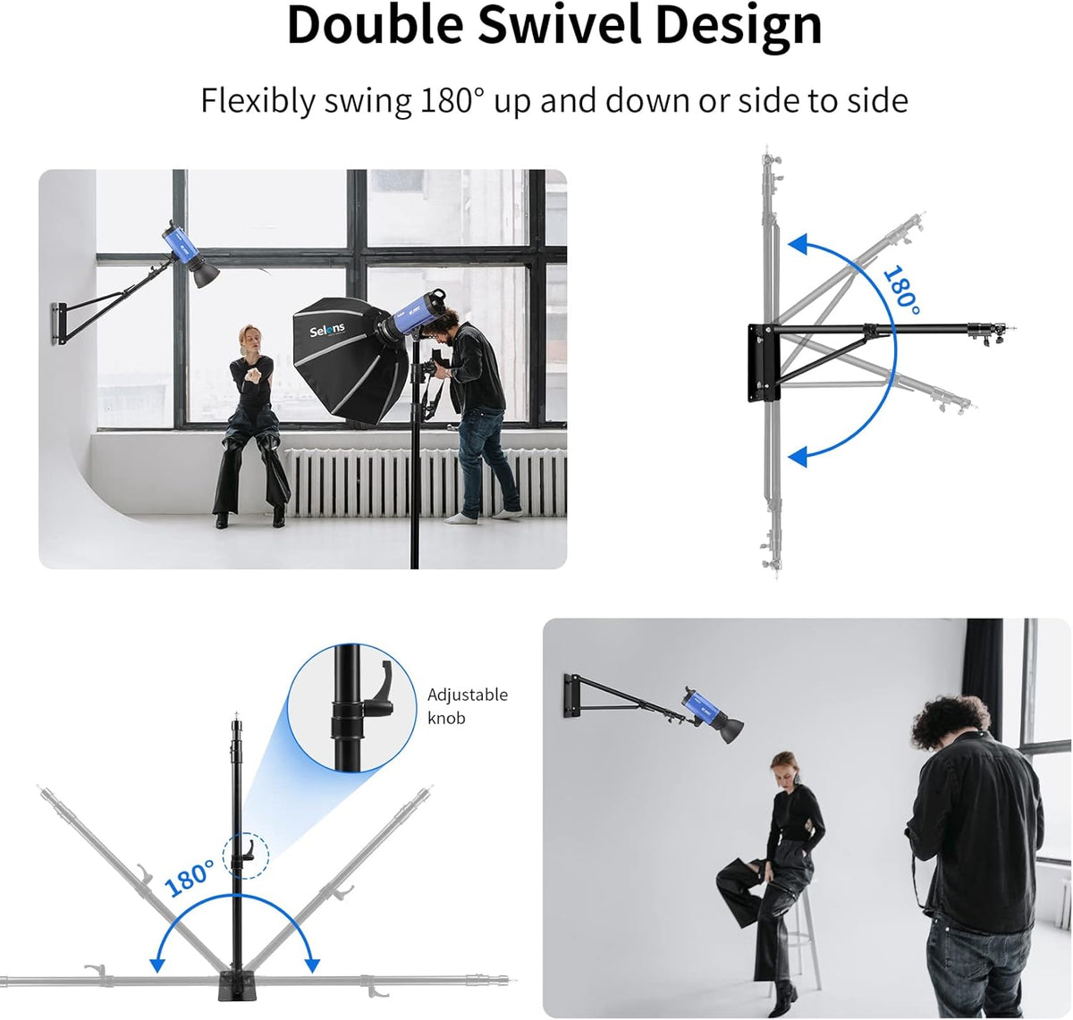 Wall Mount Boom Arm with Triangle Base, Adjustable Camera Mount W432992