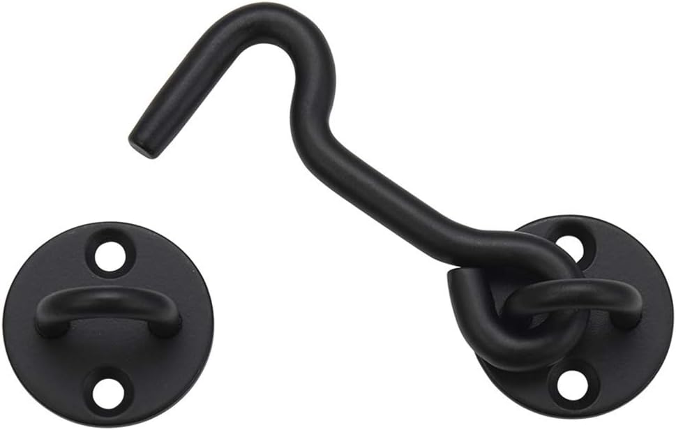 Black 4" Hook and Eye Latch, Pack of 2 O547