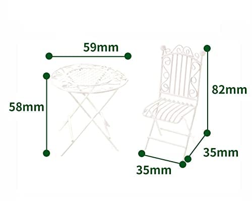 Miniature Bistro Table & Chairs Set Metal 1:12 Scale White Furniture Q27222