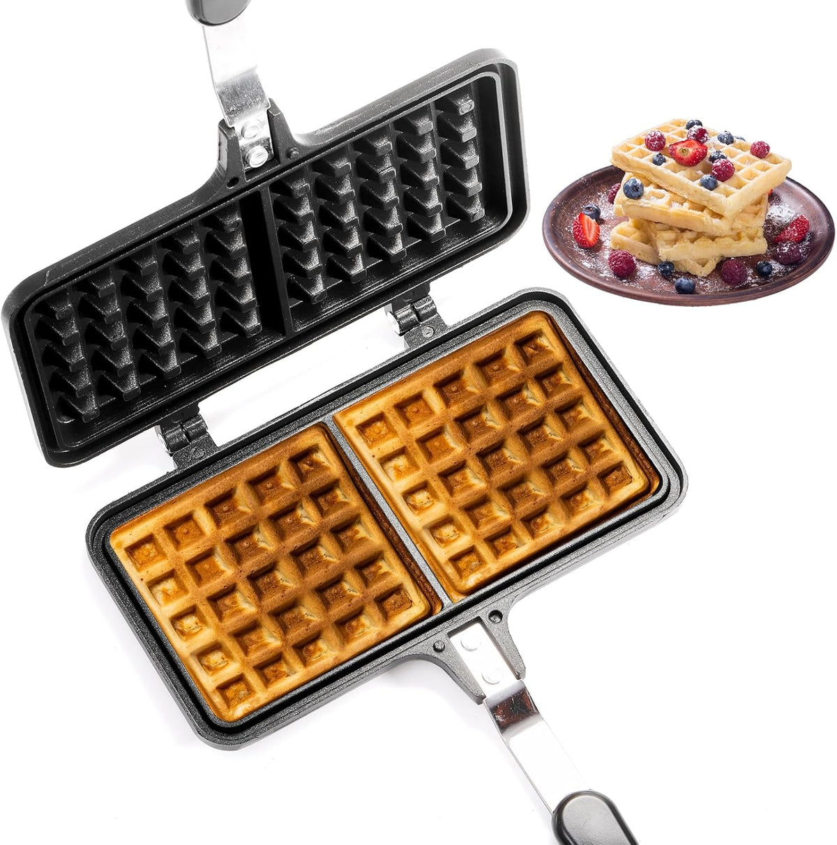 Non-stick Aluminum Waffle Maker with Long Handle P38411