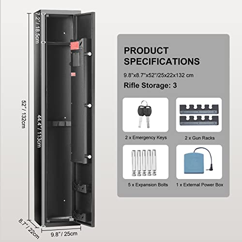 6-8 Rifles Gun Safe with Fingerprint & Digital Keypad Lock L642