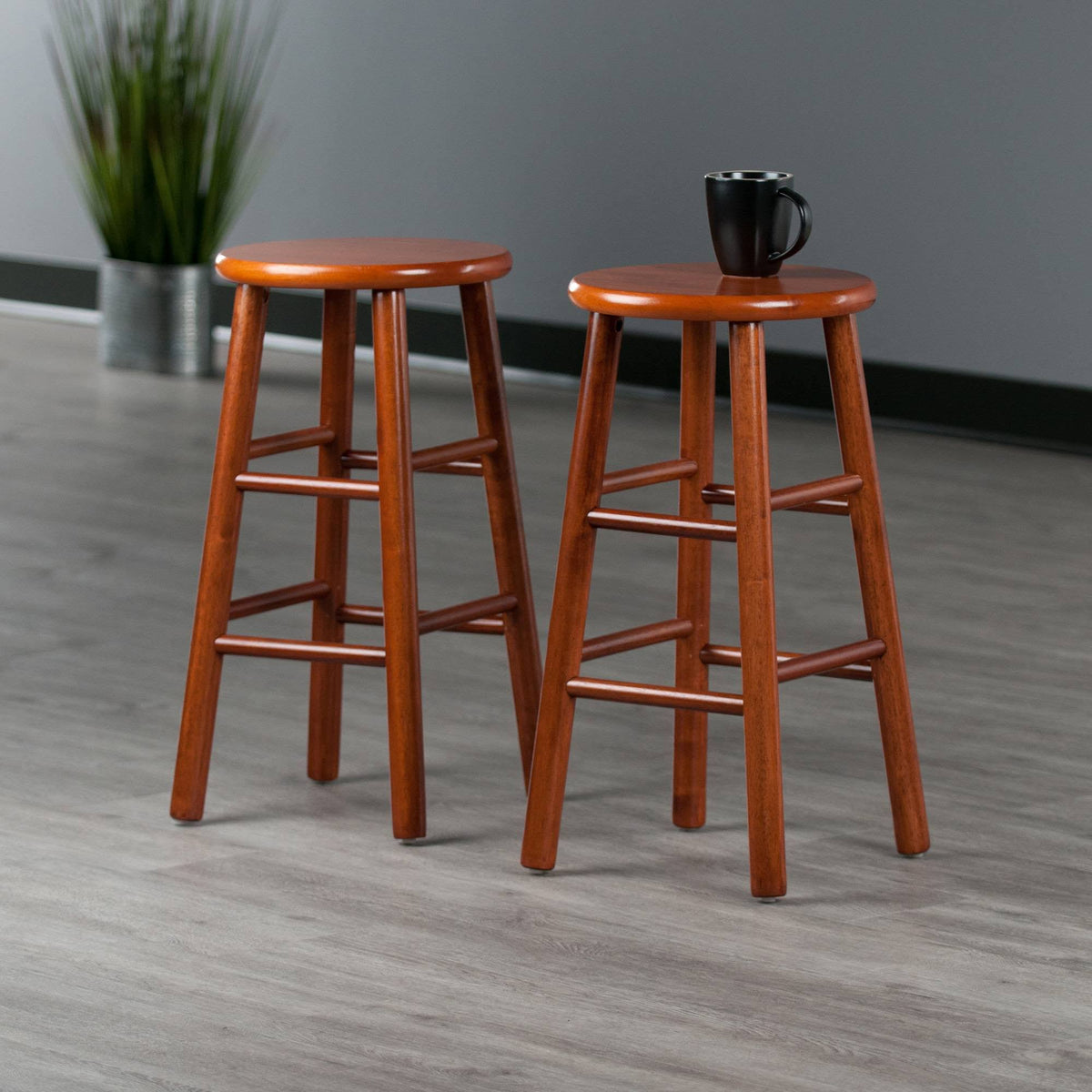 Cherry 24x22 Stool with Beveled Seat, Set of 2 K861