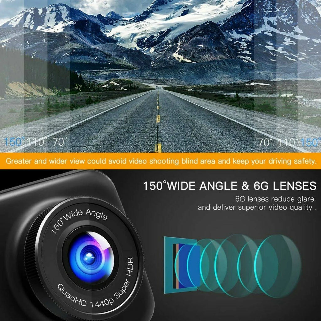 1440p 1080p Dual Dash Cam FHD Front and Rear Camera E309